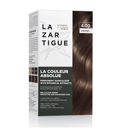 Lazartigue Couleur Absolue - Chestnut 4.00 / Краска для волос перманентная безаммиачная - Каштан 4.00 , набор Lazartigue Couleur Absolue - Chestnut 4.00 / Краска для волос перманентная безаммиачная - Каштан 4.00 , набор