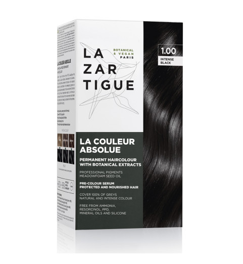 Lazartigue Couleur Absolue - Intense Black 1.00 / Краска для волос перманентная безаммиачная - Интенсивный чёрный 1.00 , набор Lazartigue Couleur Absolue - Intense Black 1.00 / Краска для волос перманентная безаммиачная - Интенсивный чёрный 1.00 , набор