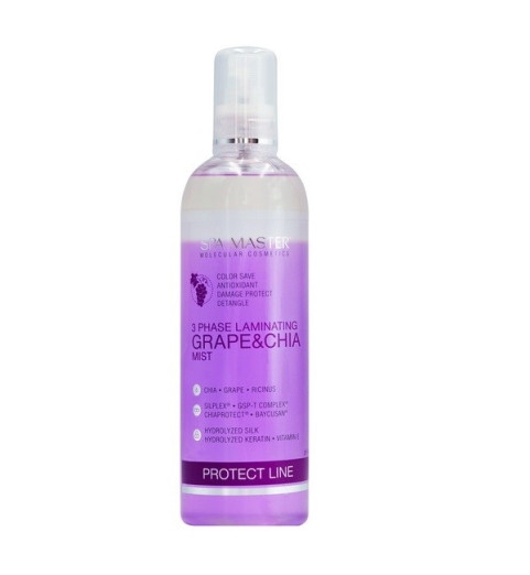 Spa Master 3phase Laminating Ghare & Chia Mist pH 3,5 / Трёхфазный ламинирующий спрей для защиты цвета, 330 мл Spa Master 3phase Laminating Ghare & Chia Mist pH 3,5 / Трёхфазный ламинирующий спрей для защиты цвета, 330 мл